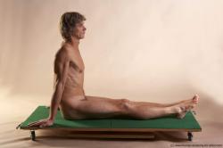 Nude Man White Sitting poses - simple Slim Short Grey Sitting poses - ALL Realistic