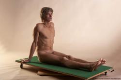 Nude Man White Sitting poses - simple Slim Short Grey Sitting poses - ALL Realistic