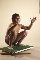 Nude Man White Standing poses - ALL Slim Short Brown Standing poses - knee-bend Realistic