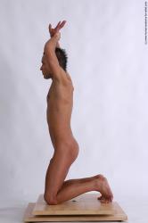 Nude Man White Kneeling poses - ALL Slim Short Blond Kneeling poses - on both knees Realistic