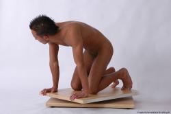 Nude Man White Kneeling poses - ALL Slim Short Blond Kneeling poses - on both knees Realistic