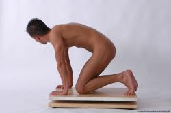 Nude Man White Kneeling poses - ALL Slim Short Blond Kneeling poses - on both knees Realistic