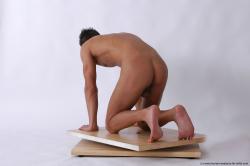 Nude Man White Kneeling poses - ALL Slim Short Blond Kneeling poses - on both knees Realistic