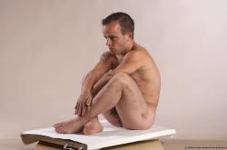 Nude Man White Sitting poses - simple Slim Short Brown Sitting poses - ALL Realistic