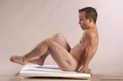 Nude Man White Sitting poses - simple Slim Short Brown Sitting poses - ALL Realistic