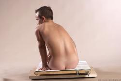 Nude Man White Sitting poses - simple Slim Short Brown Sitting poses - ALL Realistic