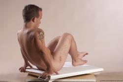 Nude Man White Sitting poses - simple Slim Short Brown Sitting poses - ALL Realistic