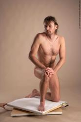 Nude Man White Kneeling poses - ALL Slim Short Brown Kneeling poses - on one knee Realistic