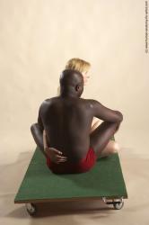 Underwear Woman - Man Black Sitting poses - simple Average Bald Sitting poses - ALL Academic
