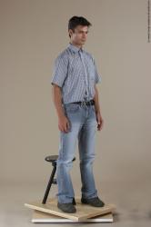 Casual Man White Moving poses Slim Short Black Academic