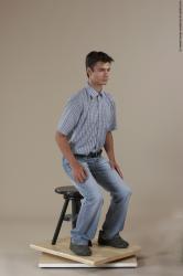 Casual Man White Moving poses Slim Short Black Academic