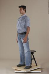 Casual Man White Moving poses Slim Short Black Academic