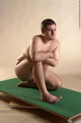 Nude Man White Kneeling poses - ALL Slim Short Brown Kneeling poses - on both knees Realistic