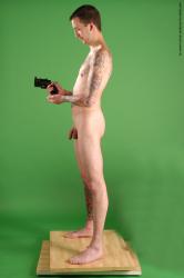 Nude Fighting with gun Man White Standing poses - ALL Slim Short Brown Standing poses - simple Realistic