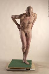 Nude Man White Standing poses - ALL Slim Bald Standing poses - simple Realistic