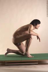 Nude Man White Kneeling poses - ALL Slim Medium Brown Kneeling poses - on one knee Realistic