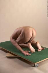 Nude Man White Laying poses - ALL Athletic Short Brown Realistic