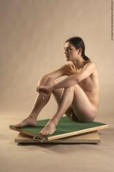 Nude Man Another Sitting poses - simple Slim Long Brown Sitting poses - ALL Realistic