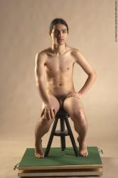 Nude Man Another Sitting poses - simple Slim Long Brown Sitting poses - ALL Realistic