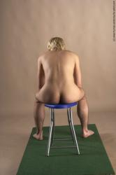 Nude Man White Sitting poses - simple Slim Short Blond Sitting poses - ALL Realistic