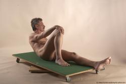 Nude Man White Laying poses - ALL Slim Short Grey Laying poses - on back Realistic