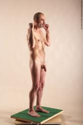 Nude Man White Standing poses - ALL Slim Bald Standing poses - simple Realistic