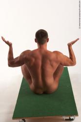 Nude Man White Sitting poses - simple Muscular Short Brown Sitting poses - ALL Realistic