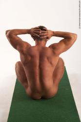 Nude Man White Sitting poses - simple Muscular Short Brown Sitting poses - ALL Realistic