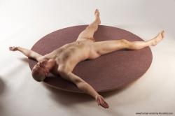 Nude Man White Laying poses - ALL Slim Short Grey Laying poses - on back Realistic