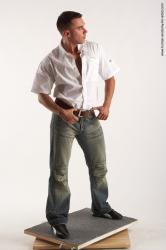 Casual Man White Standing poses - ALL Muscular Short Brown Standing poses - simple Academic