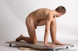 Nude Man White Kneeling poses - ALL Slim Short Brown Kneeling poses - on one knee Realistic