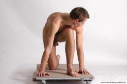 Nude Man White Kneeling poses - ALL Slim Short Brown Kneeling poses - on one knee Realistic