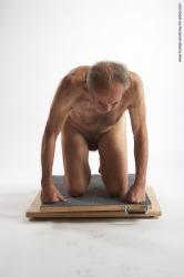 and more Nude Man White Kneeling poses - ALL Slim Bald Grey Kneeling poses - on both knees Realistic