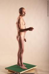 Nude Man White Standing poses - ALL Slim Bald Standing poses - simple Realistic