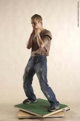 Casual Man White Standing poses - ALL Slim Short Brown Standing poses - simple Academic