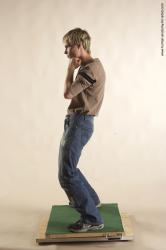 Casual Man White Standing poses - ALL Slim Short Brown Standing poses - simple Academic