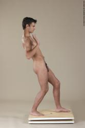 Nude Man White Moving poses Slim Short Black Realistic