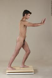 Nude Man White Moving poses Slim Short Black Realistic