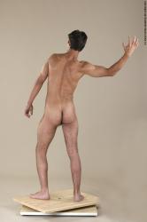 Nude Man White Moving poses Slim Short Black Realistic