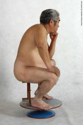Nude Man Asian Sitting poses - simple Chubby Short Grey Sitting poses - ALL Realistic