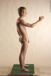 Nude Man White Moving poses Slim Short Blond Realistic