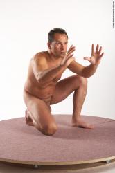 Nude Man White Kneeling poses - ALL Slim Short Brown Kneeling poses - on one knee Realistic