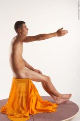 Nude Man White Sitting poses - simple Slim Short Brown Sitting poses - ALL Realistic