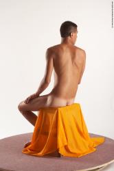 Nude Man White Sitting poses - simple Slim Short Brown Sitting poses - ALL Realistic