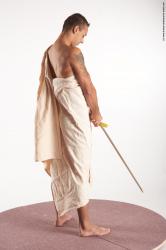 Drape Fighting with sword Man White Standing poses - ALL Slim Short Brown Standing poses - simple Academic