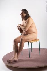 Nude Man Another Sitting poses - simple Chubby Long Grey Sitting poses - ALL Realistic