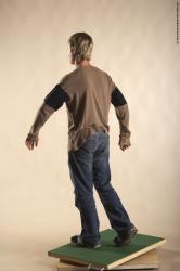 Casual Man White Moving poses Slim Short Brown Academic