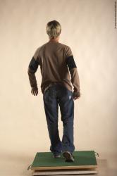 Casual Man White Moving poses Slim Short Brown Academic