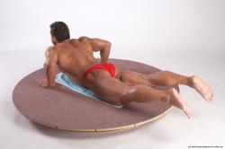 Swimsuit Man White Laying poses - ALL Muscular Short Brown Laying poses - on stomach Academic