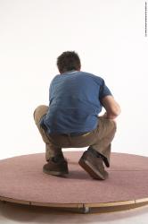 Casual Man White Kneeling poses - ALL Slim Short Brown Kneeling poses - on both knees Academic